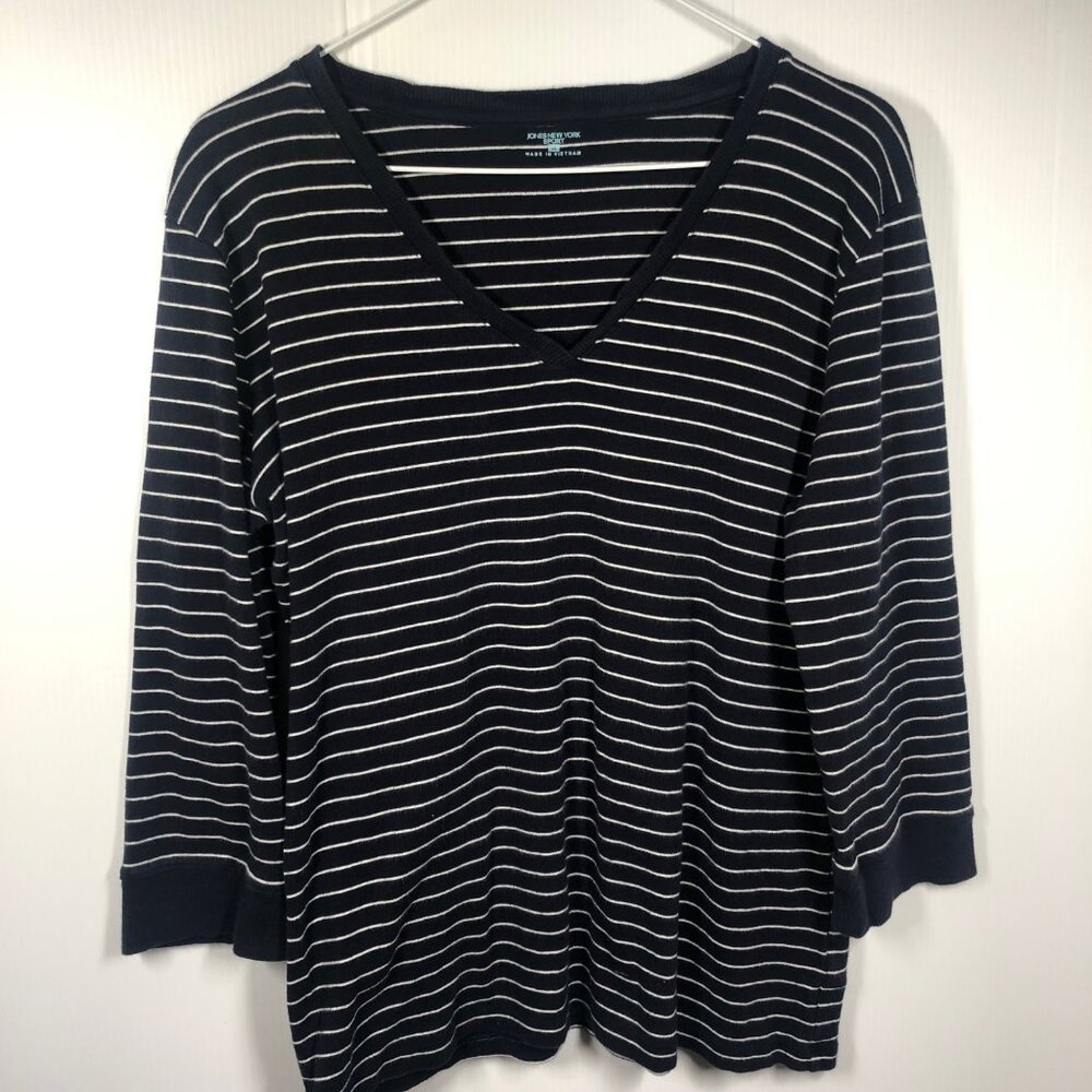 Jones New York Black And White Crewneck Sweater Size XL